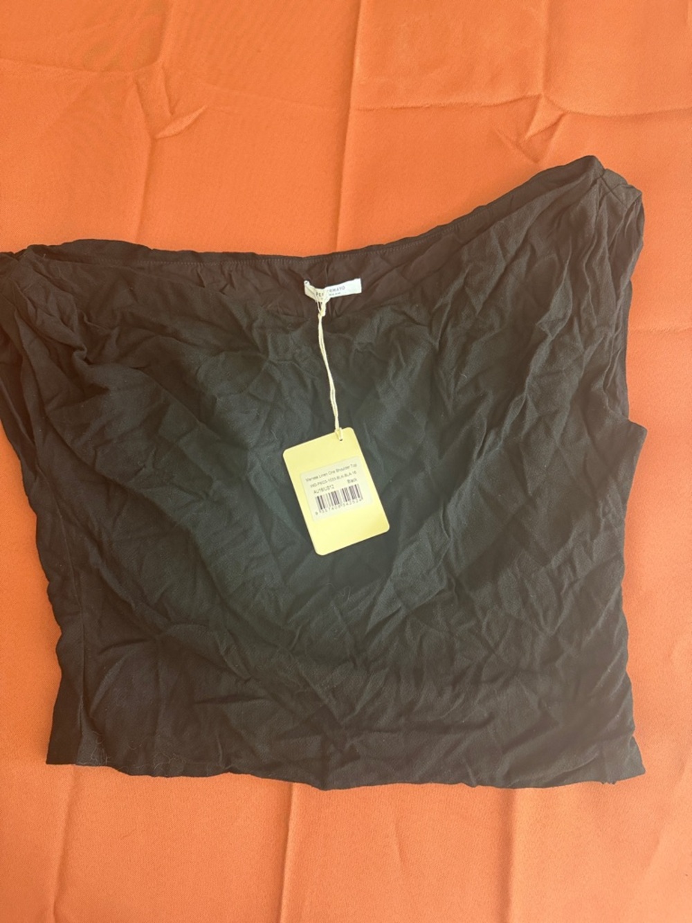Peppermayo Black Off-Shoulder Ribbed Crop Top